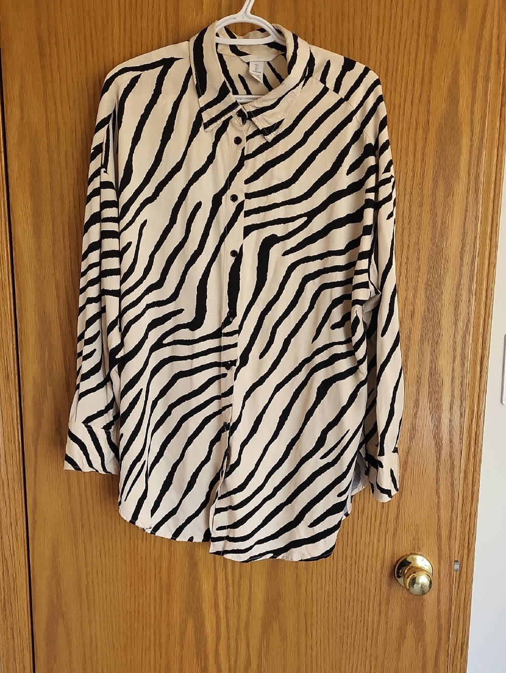H&M Zebra Print Button-Up Blouse - Black & White